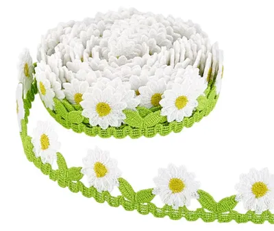 Blumen-Spitzenband, 5 Yards, 28 mm, Polyester, Stickerei