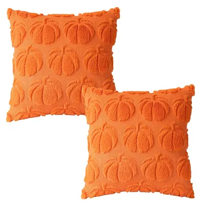 Kürbis-Dekokissenbezug 45x45 cm, 2 Stück, Plüsch, Halloween