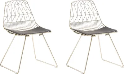 Zdjęcie produktu dla BELIANI Zestaw 2 krzeseł złotych metalowych z poduszkami na siedzisko styl retro nowoczesny