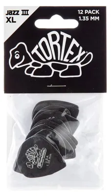 Produktbild von Plektren Dunlop 498 TORTEX JAZZ III XL 1.35 mm schwarz 12er Pack Gitarren