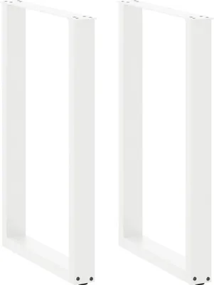 Image de Pieds de table de bar en U 2 pièces Blanc 60 x (90-91) cm Acier
