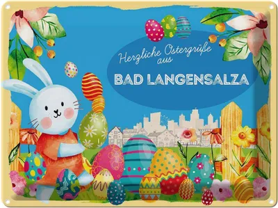 Produktbild von vianmo Blechschild 30x40 cm Ostern Ostergrüße BAD LANGENSALZA Gruß
