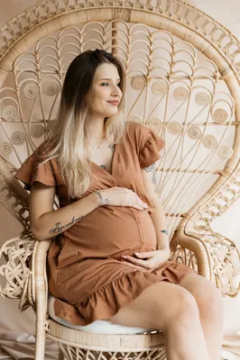 Produktbild von DOLCE SONNO Stillnachthemd Damen Kurzarm Baumwolle Mutterschaft Nachthemd Umstandskleid Umstandsnachthemd für Schwangere oder Stille - ARICA CARAMEL M