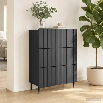 Produktbild von vidaXL Schubladenschrank 66 x 34,5 x 92 cm Holzwerkstoff Schwarz