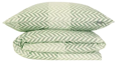 Produktbild von SCHIESSER Bettwäscheset Maribel | Fischgrat | Renforcé | 2-teilig | 100% Baumwolle | Angenehm weich & glatt | YKK-Reißverschluss | 135x200 cm + 80x80 cm | Grün