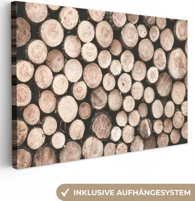 Produktbild von MuchoWow® - Leinwandbilder - Baumstämme - Winter - Natur, Wandbild, Wanddeko Bilder Wohnzimmer, 60x40 cm