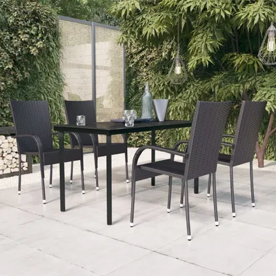 Produktbild von The Living Store 5-tlg. Garten-Essgruppe Schwarz