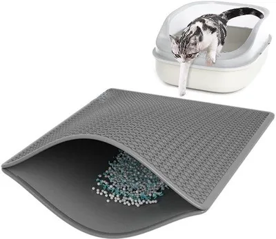 Obrázek produktu pro Ibenzoa® podložka do kočičí toalety, rozměry 30 x 45 cm – dvouvrstvá struktura s plástvovým vzorem, která zachycuje kočičí stelivo, měkký a odolný materiál, voděodolná a protiskluzová spodní strana