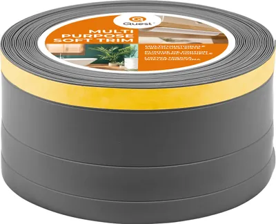 Produktbild von QUEST 4in1 Multifunktionsleiste, Weichsockelleiste Selbstklebend 1x120mm, 5m, Abschlussleiste Multifunktional, Flexibel, Dekorativ, UV-beständig, W2, dunkelgrau