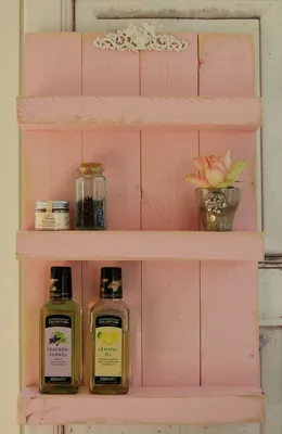 Produktbild von Landhaus Gewürzregal Regal WIOLETTA, Shabby chic, Holz, 57 cm, Handgefertigt