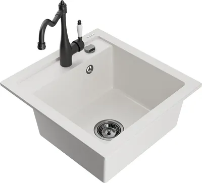 Produktbild von Mexen Vito 1-Becken-Granit-Spüle mit Mischbatterie Carla, Weiß - 6503-20-670700-70