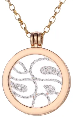 Produktbild von Morella Damen Halskette gold 70 cm Edelstahl mit Anhänger und Coin 33 mm Glücksmuster roségold in Schmuckbeutel