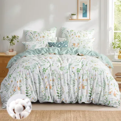 Productafbeelding van Omgoods - Katoenen Bedlinnen Set 200 x 200 cm met Bloemenpatroon