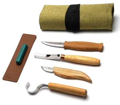 Produktbild von BeaverCraft Löffel + Kuksa Profi-Set zum Schnitzen (4 Werkzeuge + Zubehör), BeaverCraft