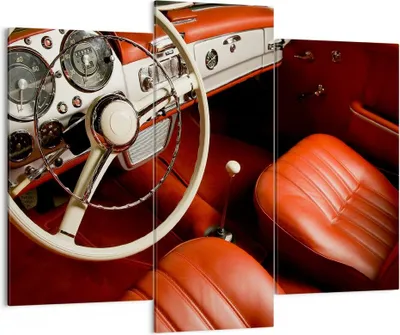 Produktbild von Bild auf Leinwand - Leinwandbild - Auto Innenraum Klassisch - 130x100cm - Wand Bild - Wanddeko - Leinwanddruck - Bilder - Kunstdruck - Wanddekoration - Leinwand bilder - Wandkunst - CB130x100-0149