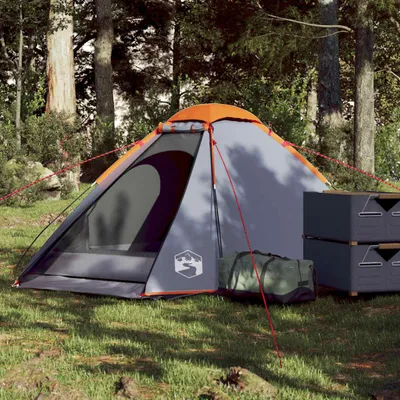 Produktbild von vidaXL Kuppel-Campingzelt 2 Personen Grau und Orange Wasserdicht