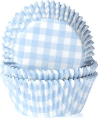 Produktbild von 50 Muffinförmchen, hellblau weiß kariert