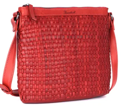 Produktbild von Benthill Echt Leder Umhängetasche | Damen Schultertasche aus Rindsleder | Schmale Vintage Damen Handtasche mit geflochtenem Muster