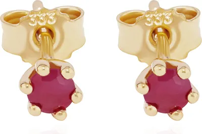 Produktbild von Paar echt Rubin Ohrstecker 333 Gelb Gold 8 Karat 3,5mm Damen Ohrringe klein