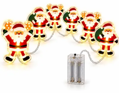 LED-Raumsticker mit 6 warmweißen LEDs, Timer, Weihnachtsmann