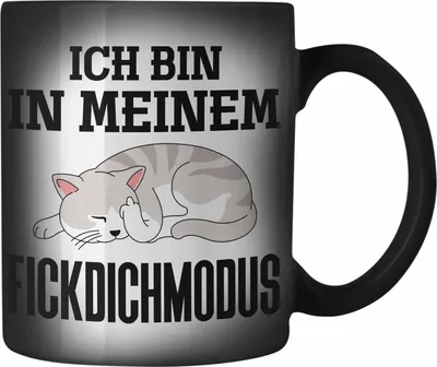 Produktbild von Trendation - Ich Bin In Meinem F** Dich Modus Farbwechsel Zauber-Tassen Farbwechsel Zauber-Tasse Becher Karabiner Farbwechsel Zauber-Tasse Edelstahl Katzen Lustig Spruch Geschenk Frauen Männer (Schwarz)