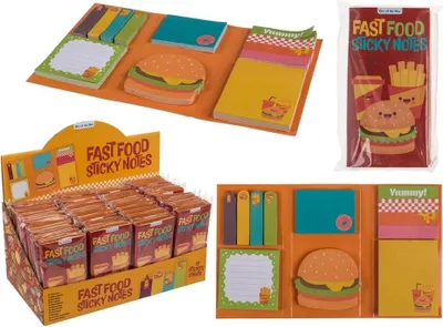 Zdjęcie produktu dla Karteczki Samoprzylepne FAST FOOD - Zestaw 6 wzorów