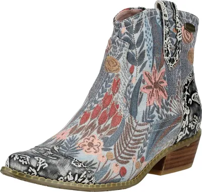 Produktbild von Laura Vita Boot Damen Stiefelette floral grafisch gemustert HICNIO 01, Größe:39 EU, Farbe:Grau