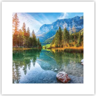 Produktbild von Poster - Poster ohne Rahmen - Landschaft Berge Morgendämmerung - 30x30 cm - Wand Bild - Wanddeko - Wandbilder - Kunstposter - Wandposter - Bilder - Kunstdruck - Wanddekoration - P2XAC30x30-4456