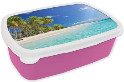 Obrázek produktu pro KitchenYeah® Lunch Box Box na oběd 17x11 cm Pláž - moře - palma Dětský box na oběd - sendvičový box - box na chléb - sendvičový box