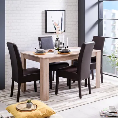 Obrázok produktu pre Homestyle4u jedálenský stôl hnedý jedálenský stôl drevený stôl kuchynský stôl 135x80 cm