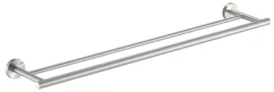 Image de Porte-serviettes double en acier inoxydable SUS304, barre de 75 cm, pour salle de bain, fixation murale, finition brossée, A2001S75-2