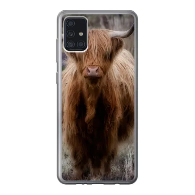 Produktbild von MuchoWow® Handyhülle Schutzhülle Hülle für Samsung Galaxy A52 5G Schottischer Hochländer - Moos - Gras Silikon Softcase Handy Hülle - Umschlag