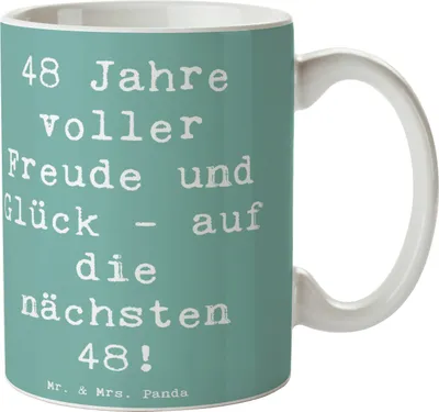 Produktbild von Mr. & Mrs. Panda Tasse Spruch 48. Geburtstag Freude - Meeresbrise - Geschenk, Trinkbecher, Geburtstagsdekoration, kaffeebecher keramik, haferl, Happy Birthday, Feiern