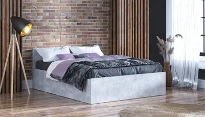 Produktbild von Bett 160x200cm mit Matratze und Bettkasten PARTY 1 - Beton