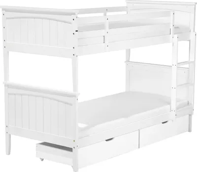 Zdjęcie produktu dla BELIANI Łóżko dziecięce piętrowe z szufladami białe drewniane z drabinką 90 x 200 cm Skandynawski design