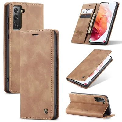Productafbeelding van König Design hoesje, compatibel met Samsung Galaxy S21 Plus, kunstleren telefoonhoesje - telefoonhoesje, bruin