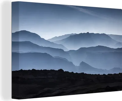 Zdjęcie produktu dla OneMillionCanvasses® - Obraz na płótnie - 140x90 cm, Sylwetka góry, Dekoracja ścienna - Zdjęcie na płótnie - Obraz na drewnianej ramie