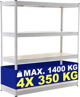 Zdjęcie produktu dla Regał magazynowy 160x180x60 cm - Przechowywanie - Całkowita pojemność 1,4 tony | Kolor: Biały