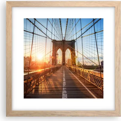 Produktbild von Gerahmtes Poster - Rahmen in heller Eiche - New York Brücke - 30x30 cm - Wand Bild - Wanddeko - Wandbilder - Kunstposter - Wandposter - Bilderrahmen - Bilder - Kunstdruck - Wandbild - P2NAC30x30-3707