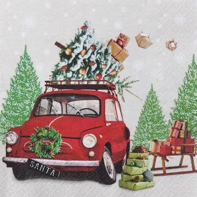 Produktbild von RP 20 Servietten Last Minute - Auto mit Weihnachtsbaum 33x33cm