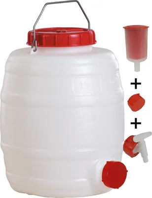 Produktbild von Graf Getränkefass Rund 15 Liter mit Auslaufhahn NW 10 und Gärspund