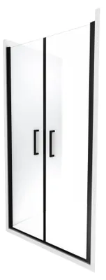 Produktbild von Duschtür 90×200 cm, Schwarz, Aluminium, 6 mm ESG, Pendeltür