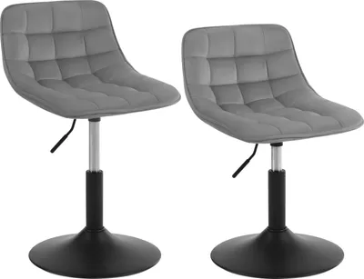 Produktbild von WOLTU 2er-Set Barhocker Barstuhl Barsessel höhenverstellbar Küchenhocker mit Lehne 360° Drehstuhl Samt, Hellgrau