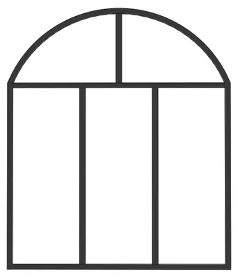 Produktbild von Bogen-Innenfenster aus schwarz pulverbeschichtetem Aluminium 90 x 105 - (B x H) - ARLUNA