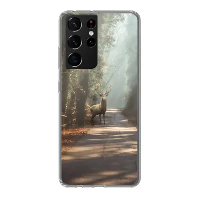 Produktbild von MuchoWow® Handyhülle Schutzhülle Hülle für Samsung Galaxy S21 Ultra Hirsche - Wald - Sonnenstrahlen Silikon Softcase Handy Hülle - Mobiltelefon