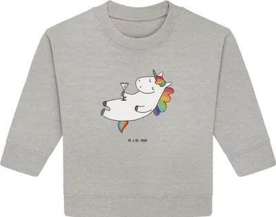 Produktbild von Mr. & Mrs. Panda Organic Baby Pullover Einhorn Cocktail 6. - 12. Monat - Heather Grey - Geschenk, Freundin, Geburtstag, Spruch, Glitzer, Bullover, Unicorn, Einhörner