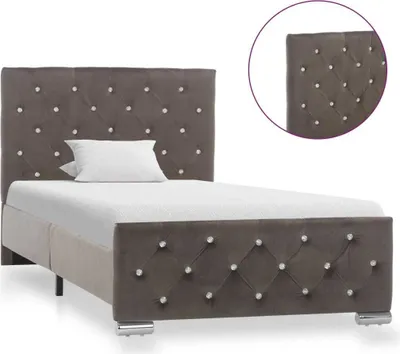 Image de vidaXL Cadre de lit Gris Tissu 90 x 200 cm