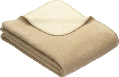 Produktbild von Ibena Kuscheldecke Dublin 150x200 cm - Baumwollmischdecke creme/weiß zweifarbig, Wolldecke,Sofadecke kuschelweich