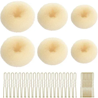 Productafbeelding van Ibenzoa® Complete set voor elegante opgestoken kapsels – 6 haarspinnen (9/7/5,5 cm) van nylon + 30 U-vormige haarspelden van metaal, geschikt voor alle haartypes