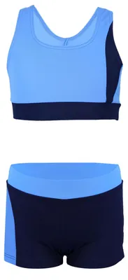 Produktbild von Aquarti Mädchen Sport Bikini - Racerback Bustier & Badehose, Farbe: Dunkelblau / Blau, Größe: 146